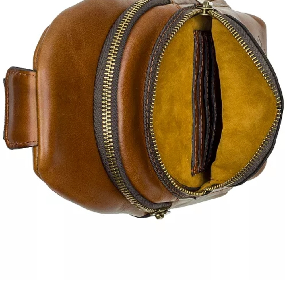 NWOT Patricia Nash Cognac Brown Genuine Leather Crossbody Bag Vintage Distressed - Picture 4 of 7